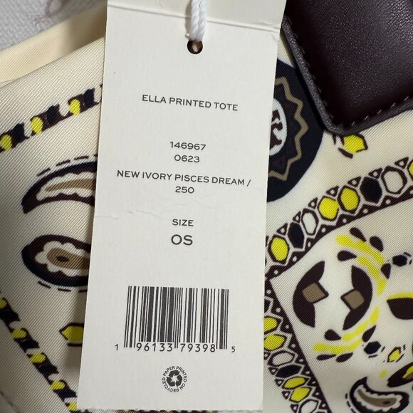 TORY BURCH LARGE ELLA PRINTED TOTE-"NEW IVORY PISCES DREAM DESIGN" - Picture 3 of 8
